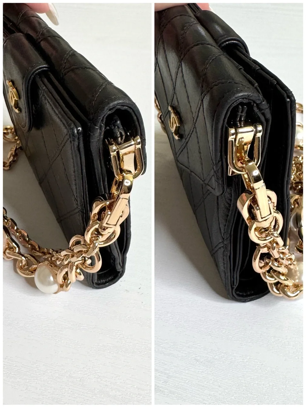 Authentic Vintage Chanel CC Wallet on Chain Black Quilted Leather Crossbody Bag - Picture 14 of 16